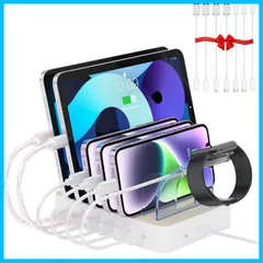 【人気商品】6ポート PD充電ステーション PD20W*2+USB A*4 卓上充電スタンド 60W USB PSE認証済 6台同時 1.5A/2.4A/3A スマートIC搭載 2024 複数台対応 Android/iPhone/iPad/airpods/kiのサムネイル
