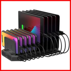 【数量限定】PSE認証済 10台同時充電 60W 1.5A/2.4A 最大12A 複数台対応 卓上スタンド Android/iPhone/iPad/kindle/タブレット/PSP 仕切り板 10ポート 間隔調整可能 USB充電ステーション 収納便利 2024のサムネイル