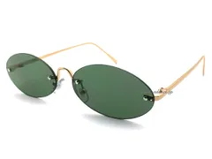 FLAT LENS OVAL SUNGLASS GOLD×DARK GREEN/フラットレンズ オーバル サングラス カラーレンズ 色付めがね uvカット クラシカル ユニセックス 定番