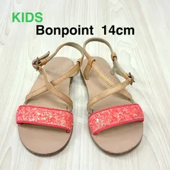 【ボンポワン Bonpoint】キッズ ラメグリッターサンダル EUR23 14cm ピンク×キャメルのサムネイル