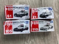 ジャンク　トミカ　警察車両4個まとめ売り パトカー(フェアレディZ.GTR.クラウン.ノート)  ※箱へこみあり　TOMICA  タカラトミー　26WK0866