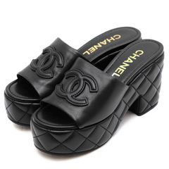 新品未使用】CHANEL シャネル サンダルCCロゴ 36 黒 ブラック 箱付 