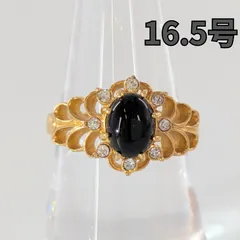 SAVAS ザバス オニキスリング 指輪 16.5号 オーバル ゴールドカラー 黒石 イミテーションアクセサリー【IM-89】のサムネイル