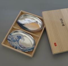 大阪万博 ガラストレー 箔一 ミャクミャク 金箔 箔名画 神奈川沖浪裏