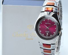 新品Charles Perrinタングステン腕時計メンズ未使用ワインレッド