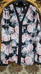 LEONARD FASHION レオナール 花柄 ノーカラージャケット サイズM