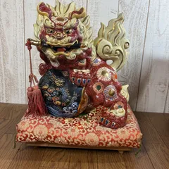 【希少・九谷焼】須栄義 剣獅子 玉乗り 盛 縁起物 置物 魔除け 大迫力 希少・九谷焼】須栄義 剣獅子 玉乗り 縁起物 置物 玉乗り獅子 魔除け