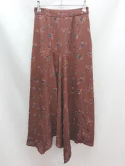 ◇ moussy シフォン 総柄 花柄 アシンメ 春夏 ミドル丈 フレアー スカート サイズ1 ブラウン系 レディース E  【1303020015801】のサムネイル