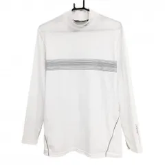 【美品】ミズノ ハイネックインナーシャツ 白×グレー 胸ライン メンズ XL ゴルフウェア MIZUNO
