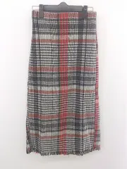 ◇ tocco closet チェック ウエストゴム ロング タイト ナロー スカート サイズM ブラック ホワイト系 マルチ レディース E  【1303240002360】