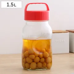 果実酒びん 漬け上手 1.5L 小出し用ポット 保存容器 （ ガラス 密閉 取っ手付き 保存びん 梅酒びん 梅酒ビン 梅酒容器 漬物容器 漬け物容器 小出し ガラス製 保存瓶 つけもの容器 保存 瓶 梅干し 漬け物 冷蔵庫 日本製 )のサムネイル