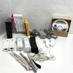 【00266】　Wii 本体 ブラック リモコン5本 ソフト7本 ハンドル セット Nintendo ニンテンドー
