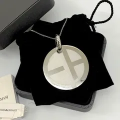 EMPORIO ARMANI エンポリオアルマーニ ネックレス ラウンド ペンダント ロゴ メンズ シルバー アクサセリー DF18541■のサムネイル