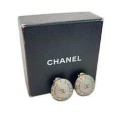 美品 CHANEL シャネル ピアス フック式 ココマーク シルバー オーロラ