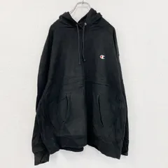 Champion　チャンピオン　リバースウィーブ　スウェットパーカー/フーディー　刺繍ロゴ　現行　黒　ブラック　2XLサイズ　古着【値引き交渉OK！】