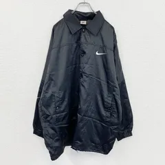 90s～　NIKE　ナイキ　コーチジャケット　フルボタンナイロンジャケット　スウッシュ　黒　ブラック　XLサイズ　古着【値引き交渉OK！】