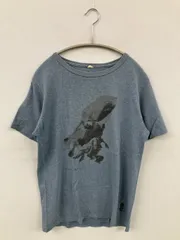 GOHEMP Tシャツ/カットソー S ブルー 無地 前面プリント ミドル丈 半袖 クルーネック(丸首)