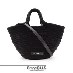 未使用品 BALENCIAGA バレンシアガ イビサ スモール バスケット ハンドバッグ 2way 695612 ブラック ナイロン ラムスキン レディース