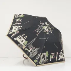 折りたたみ日傘 DAKS ダックス USED品 晴雨兼用 イラスト 女性 建物 ロンドン おしゃれ 木製手元 50cm FA9613のサムネイル