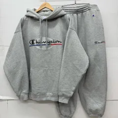 Champion ヘビーウェイト パーカー スウェットパンツ 上下セット グレー サイズXL/L チャンピオン プルオーバー フーディー セットアップ 刺繍ロゴ 厚手 裏起毛 【X0717-001】□217