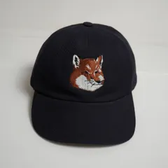 正規 MAISON KITSUNE メゾンキツネ LARGE FOX HEAD EMBROIDERY ラージ フォックスヘッド 6P CAP 刺しゅう キャップ 紺 2309Q★2のサムネイル