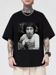 日本俳優 志村けん ヴィンテージグラフィックフォトプリント ブラックTシャツ メンズ レディース 新品 送料込 男女兼用