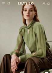 極美品】lilysilk 長袖ブラウス ホワイト シースルー ホワイト シルク