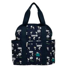 LESPORTSAC (레스포삭) 배낭 미품 - 다크 네이비 × 화이트 × 멀티 스누피 / 2way / PEANUTS 콜라보레이션