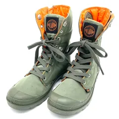 PALLADIUM  ALPHA INDUSTRIES 靴 パラディウム アルファインダストリーズ コラボ スニーカーブーツ BAGGY ZIP MA-1 23cm オレンジ カーキ レースアップ サイドジップ ハイカット 折り返し ミリタリー ロールアップのサムネイル
