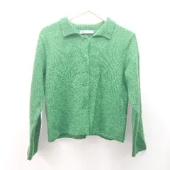 ◇ ZARA ザラ セーター ニット 羽織もの 冬物 フロントボタン 長袖 カーディガン サイズL グリーン レディース E  【1309040072961】