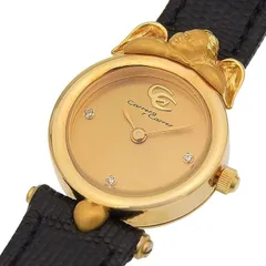 CARRERA Y CARRERA カレライカレラ エンジェル 3P ダイヤ 114 ゴールド文字盤 K18YG 750 イエローゴールド レザー 19.2g 腕時計 クォーツ レディース 送料無料  241001032746 ★のサムネイル