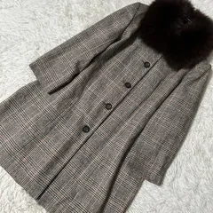 《良品》PENNY JULE ファー付きコート ブラウン 13AR チェック柄のサムネイル