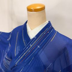 紫系 雪輪・縞模様 小紋 単衣・駒絽・夏着物 洗える 化繊 タグ