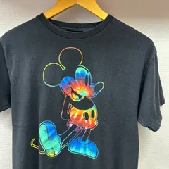 古着 L Disney ディズニー Tシャツ 半袖 アニメT ミッキーマウス Mickey 黒 タイダイ