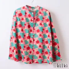 KILKI キルキー 綿100 ブラウス 長袖 レディース シャツ おしゃれ ヘビイチゴ 春夏 体型カバー ナチュラル 綿 コットン 100% 柄物 苺 レトロ テキスタイル かわいい ギフト プレゼント ピンク レッド 6M-B02 Kl009のサムネイル