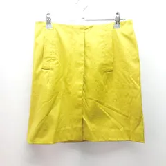 ◇ DES PRES フロントファスナー 無地 シンプル フェミニン ミニ丈 フレア スカート サイズ1 イエロー レディース E  【1309250033264】のサムネイル
