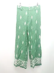 ◇ ZARA センタープレス カジュアル おしゃれ かわいい ワイドパンツ サイズXS グリーン レディース E  【1310050017439】