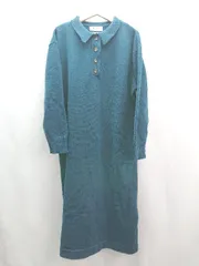 ◇ ◎ ●未使用● HOLIDAY ボタン ケーブル 起毛 ストレッチ 長袖 ロング丈 ワンピース サイズF ブルー レディース E  【1310050033842】