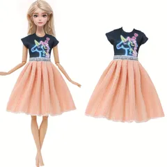 着せ替え人形 交換衣装 1/6スケール 黒Tシャツ ロングスカート 服 女性 BJDドール レディース バービー人形サイズ フィギュア かわいい おしゃれ t10552
