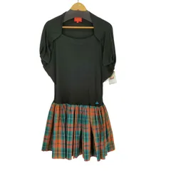 ヴィヴィアンウエストウッドレッドレーベル Vivienne Westwood RED LABEL スクエアネック 変形 ニット ドッキング ワンピース  レディース JPN：2 のサムネイル