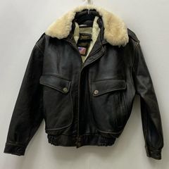 90s ラッキーストライク レザーフライトジャケット L羊革 ボア襟