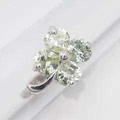 W560 カラーストーン風ガラス 925刻印 イヤーカフ 片耳のみ 花 フラワー デザイン シルバー イヤリング