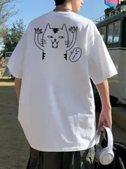猫好き必見！ユーモアたっぷり猫イラスト ホワイトTシャツ 新品 送料込 メンズ レディース 男女兼用