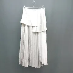 ◇ natural couture バックウエストゴム 無地 アシンメトリー ロング プリーツ スカート サイズF グレー レディース E  【1310130048681】のサムネイル