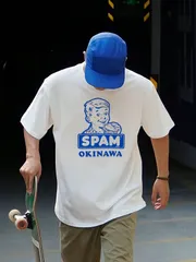 沖縄好き必見！SPAM ヴィンテージプリント ホワイトTシャツ ストリート映え 新品 送料込 メンズ レディース 男女兼用
