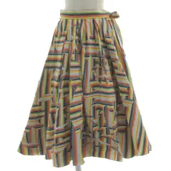 ソニアリキエル SONIA RYKIEL 花柄パッチワーク幾何学柄ラップスカート 525520 フレア ミモレ丈 ビジュー フランス製 コットン マルチカラー 36のサムネイル