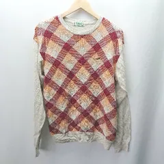 ◇ CROCODILE クロコダイル クルーネック 胸元ブランドロゴ刺繡 長袖 ニット サイズM ベージュ系 メンズ E  【1404020005837】