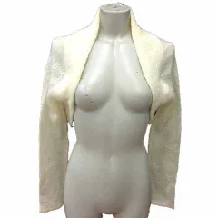 コムサイズム COMME CA ISM カーディガン ボレロ ニット 前開き 長袖 モヘヤ混 L アイボリー 白 ホワイト /YK