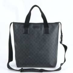 美品】グッチ 2way トートバッグ GGスプリーム 黒 大容量 斜め掛け