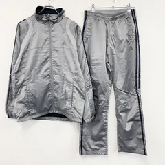 adidas　アディダス　ジャージセットアップ　トラックジャケット　トラックパンツ　パフォーマンスロゴ　灰色　グレー　Lサイズ　古着【値引き交渉OK！】
